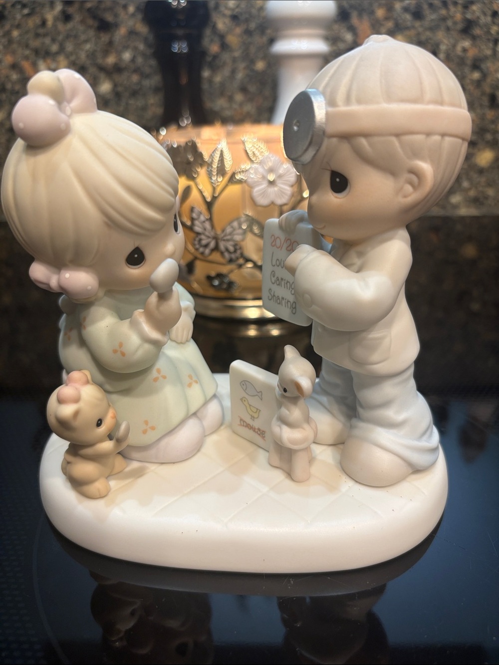 Precious Moments Pastel Cream, Pink & Pale Green Doctor and Child Figurine